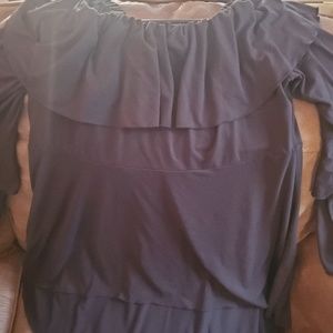 MADRAG black Ruffle shirt, off the shoulder